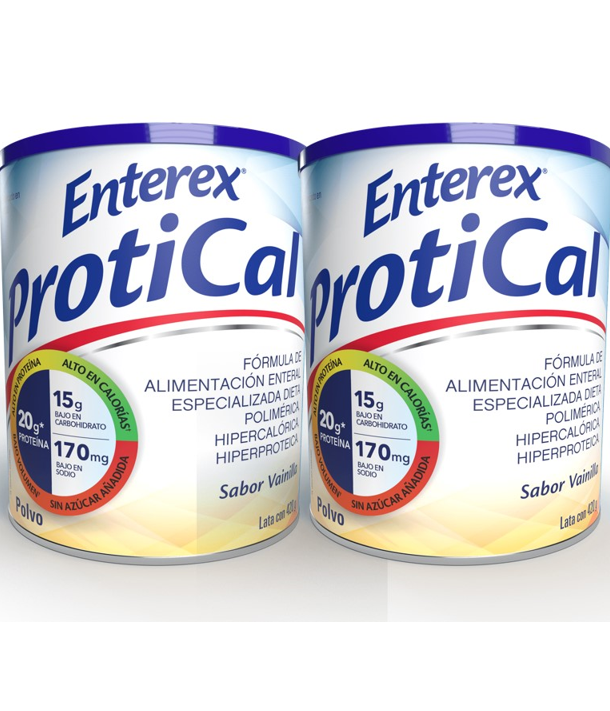 2-pack Enterex ProtiCal Polvo, sabor Vainilla. Lata de 420g.