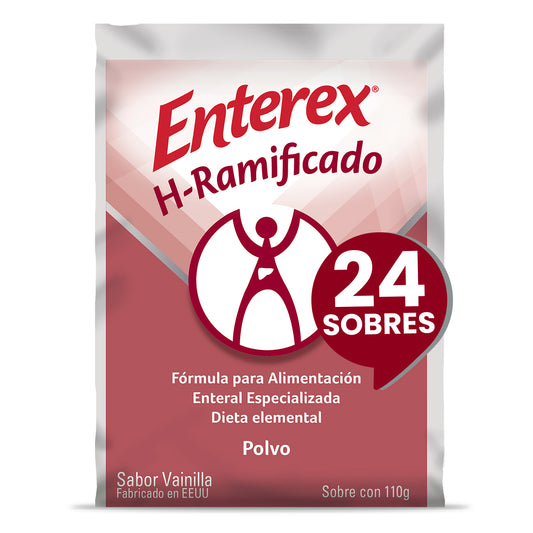 Enterex H-Ramificado, polvo. Caja con 24 sobres de 110g, sabor Vainilla