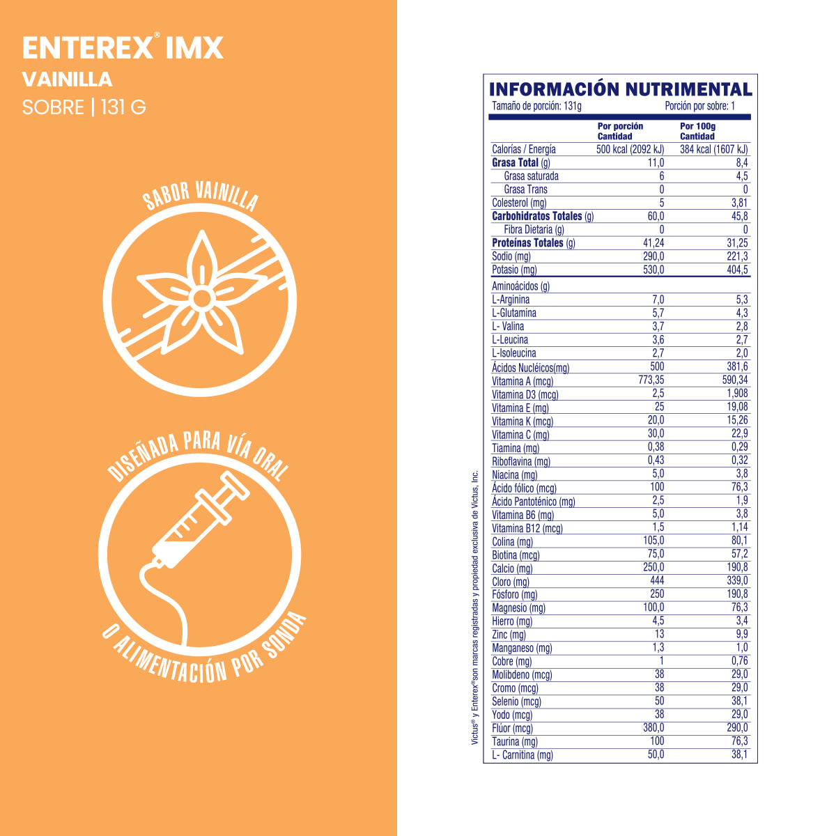 Enterex IMX caja de 24 sobres de 131g. Sabor Vainilla Latte