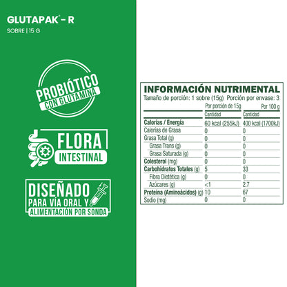 Glutapak-R, Caja con 50 sobres de 15g cada uno.