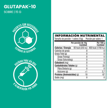 Glutapak-10, Caja con 50 sobres de 15g c/u.